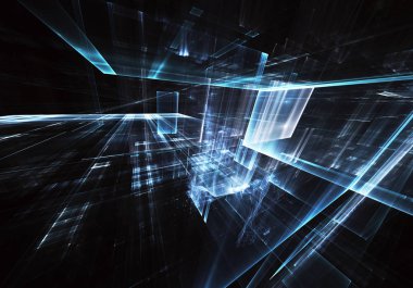 Bilgisayar soyut tehnology görüntü oluşturulur. Üç boyutlu fraktal doku