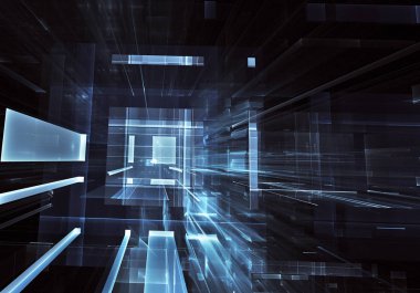 Bilgisayar soyut tehnology görüntü oluşturulur. Üç boyutlu fraktal doku