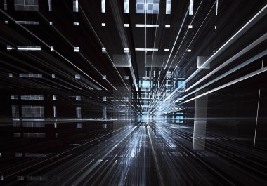 Bilgisayar soyut tehnology görüntü oluşturulur. Üç boyutlu fraktal doku