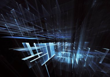 Bilgisayar soyut tehnology görüntü oluşturulur. Üç boyutlu fraktal doku