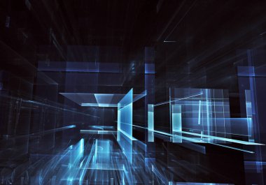 Bilgisayar soyut tehnology görüntü oluşturulur. Üç boyutlu fraktal doku