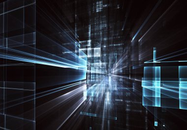 Bilgisayar soyut tehnology görüntü oluşturulur. Üç boyutlu fraktal doku