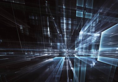 Bilgisayar soyut tehnology görüntü oluşturulur. Üç boyutlu fraktal doku