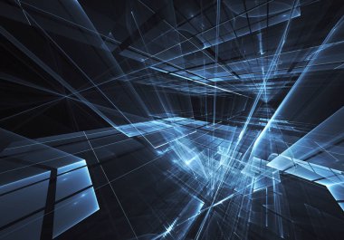 Bilgisayar soyut tehnology görüntü oluşturulur. Üç boyutlu fraktal doku