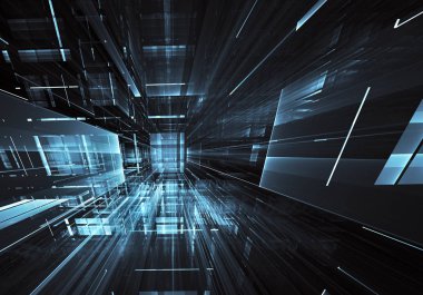 Bilgisayar soyut tehnology görüntü oluşturulur. Üç boyutlu fraktal doku