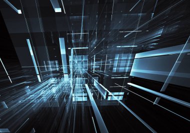 Bilgisayar soyut tehnology görüntü oluşturulur. Üç boyutlu fraktal doku