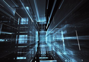 Bilgisayar soyut tehnology görüntü oluşturulur. Üç boyutlu fraktal doku