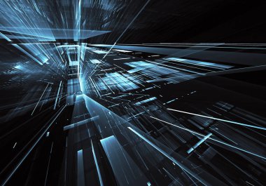 Bilgisayar soyut tehnology görüntü oluşturulur. Üç boyutlu fraktal doku