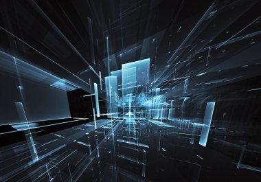 Bilgisayar soyut tehnology görüntü oluşturulur. Üç boyutlu fraktal doku