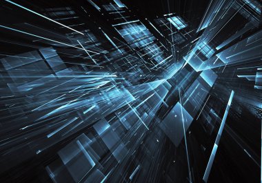 Bilgisayar soyut tehnology görüntü oluşturulur. Üç boyutlu fraktal doku