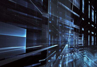 Bilgisayar soyut tehnology görüntü oluşturulur. Üç boyutlu fraktal doku