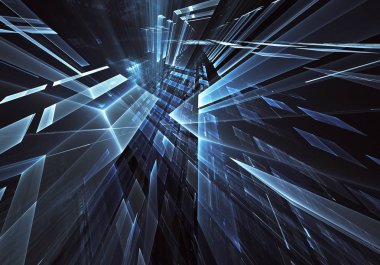 Bilgisayar soyut tehnology görüntü oluşturulur. Üç boyutlu fraktal doku