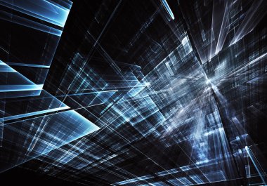 Bilgisayar soyut tehnology görüntü oluşturulur. Üç boyutlu fraktal doku