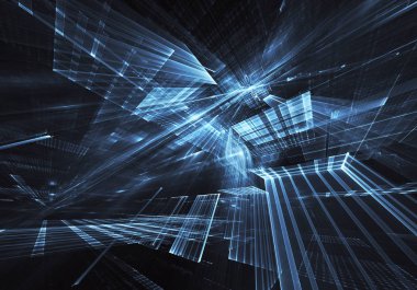 Bilgisayar soyut tehnology görüntü oluşturulur. Üç boyutlu 3d fraktal, doku