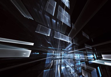 Bilgisayar soyut tehnology görüntü oluşturulur. Üç boyutlu 3d fraktal, doku