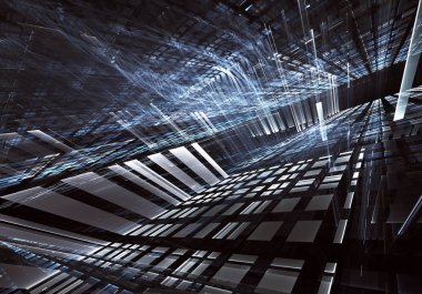 Bilgisayar soyut tehnology görüntü oluşturulur. Üç boyutlu 3d fraktal, doku