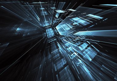 Bilgisayar soyut tehnology görüntü oluşturulur. Üç boyutlu 3d fraktal, doku