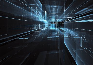 Bilgisayar soyut tehnology görüntü oluşturulur. Üç boyutlu 3d fraktal, doku