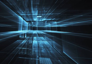 Bilgisayar soyut tehnology görüntü oluşturulur. Üç boyutlu 3d fraktal, doku