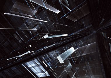 Bilgisayar soyut tehnology görüntü oluşturulur. Üç boyutlu 3d fraktal, doku