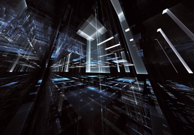 Bilgisayar soyut tehnology görüntü oluşturulur. Üç boyutlu 3d fraktal, doku