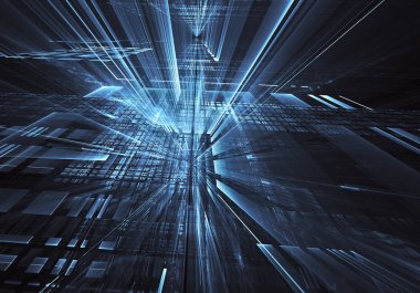 Bilgisayar soyut tehnology görüntü oluşturulur. Üç boyutlu 3d fraktal, doku