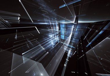 Bilgisayar soyut tehnology görüntü oluşturulur. Üç boyutlu 3d fraktal, doku