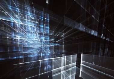 Bilgisayar soyut tehnology görüntü oluşturulur. Üç boyutlu 3d fraktal, doku