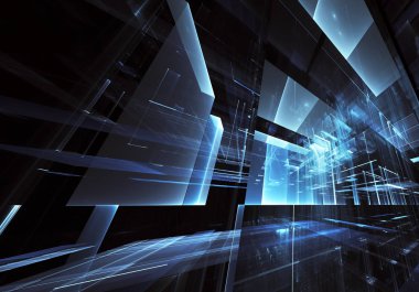 Bilgisayar soyut tehnology görüntü oluşturulur. Üç boyutlu 3d fraktal, doku