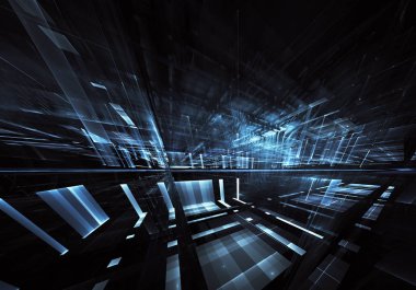 Bilgisayar soyut tehnology görüntü oluşturulur. Üç boyutlu 3d fraktal, doku