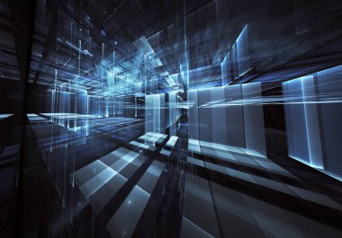 Bilgisayar soyut tehnology görüntü oluşturulur. Üç boyutlu 3d fraktal, doku