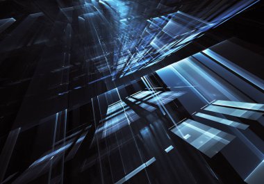 Bilgisayar soyut tehnology görüntü oluşturulur. Üç boyutlu 3d fraktal, doku