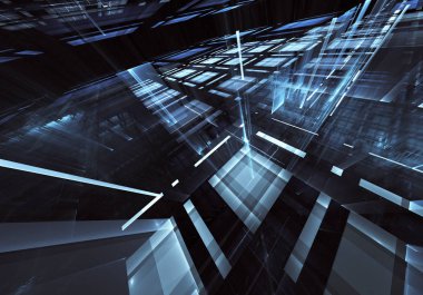 Bilgisayar soyut tehnology görüntü oluşturulur. Üç boyutlu 3d fraktal, doku