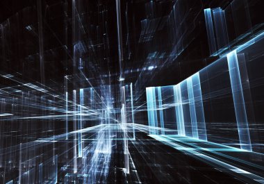 Bilgisayar soyut tehnology görüntü oluşturulur. Üç boyutlu 3d fraktal, doku