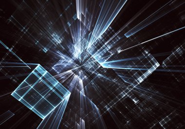 Bilgisayar soyut tehnology görüntü oluşturulur. Üç boyutlu 3d fraktal, doku