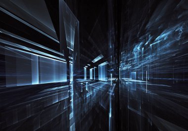 Bilgisayar soyut tehnology görüntü oluşturulur. Üç boyutlu 3d fraktal, doku