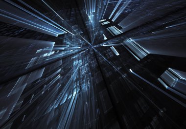 Bilgisayar soyut tehnology görüntü oluşturulur. Üç boyutlu 3d fraktal, doku