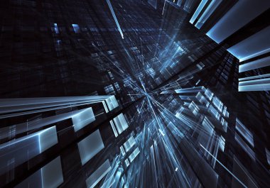 Bilgisayar soyut tehnology görüntü oluşturulur. Üç boyutlu 3d fraktal, doku