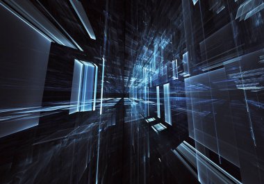 Bilgisayar soyut tehnology görüntü oluşturulur. Üç boyutlu 3d fraktal, doku