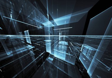 Bilgisayar soyut tehnology görüntü oluşturulur. Üç boyutlu 3d fraktal, doku