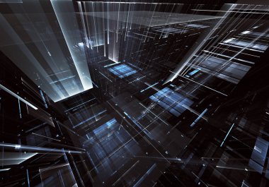 Bilgisayar soyut tehnology görüntü oluşturulur. Üç boyutlu 3d fraktal, doku