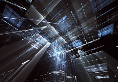 Bilgisayar soyut tehnology görüntü oluşturulur. Üç boyutlu 3d fraktal, doku