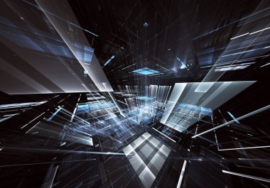 Bilgisayar soyut tehnology görüntü oluşturulur. Üç boyutlu 3d fraktal, doku