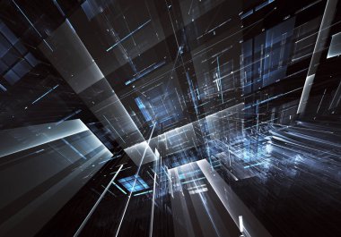 Bilgisayar soyut tehnology görüntü oluşturulur. Üç boyutlu 3d fraktal, doku