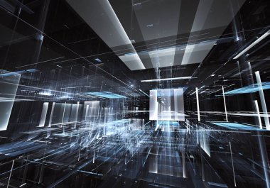 Bilgisayar soyut tehnology görüntü oluşturulur. Üç boyutlu 3d fraktal, doku