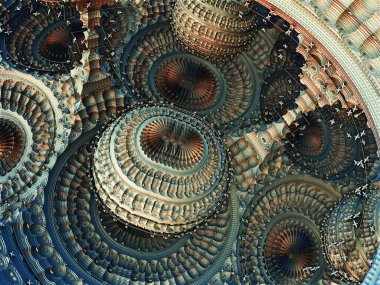 Muhteşem şehir, 3d render, fraktal soyut tasarım