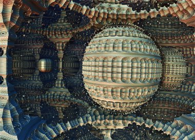 Muhteşem şehir, 3d render, fraktal soyut tasarım