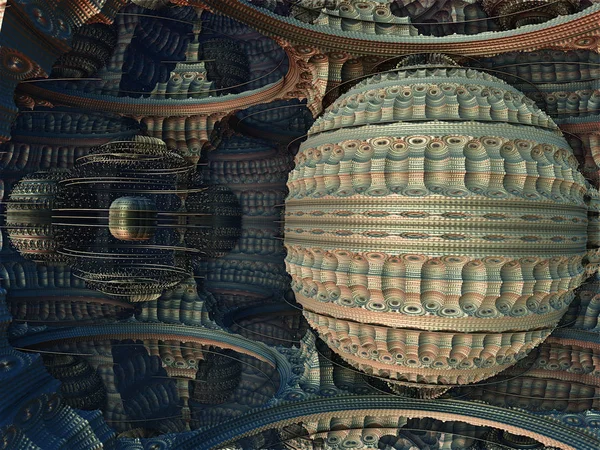 Muhteşem şehir, 3d render, fraktal soyut tasarım