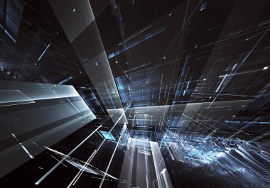 Bilgisayar soyut tehnology görüntü oluşturulur. Üç boyutlu 3d fraktal, doku