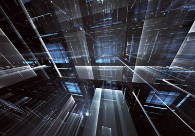 Bilgisayar soyut tehnology görüntü oluşturulur. Üç boyutlu 3d fraktal, doku